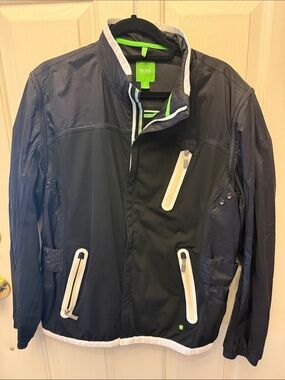 BOSS Men’s Black & Navy Zip-Tech Jacket